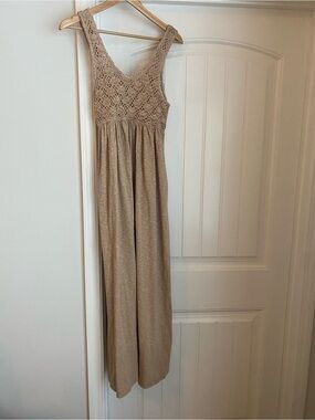 AERIE Crochet Bodice Maxi Dress in Tan